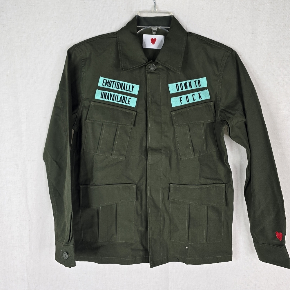 Emotionally Unavailable Mens Small Army Ripstop Japan Made Down To Fck Jacket